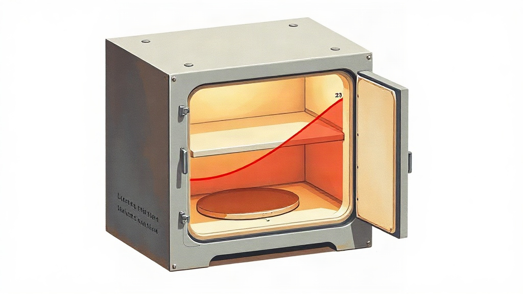 Studio kiln with iron-orange glow at the spy hole